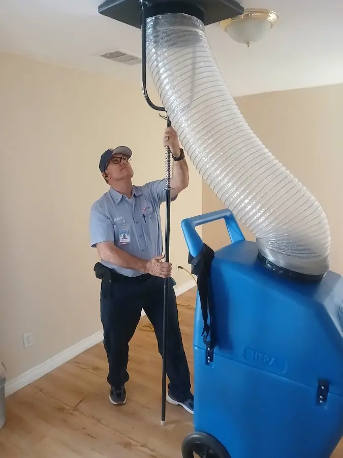 Mini Split Installation technician using HEPA equipment in Delano